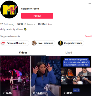 Buy Celebrity Fan TikTok Account with 570K Followers