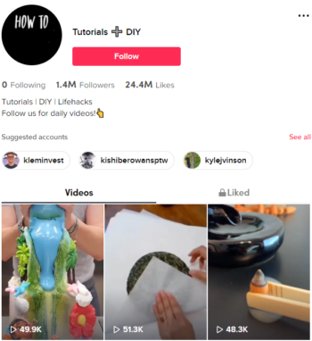 Buy DIY Lifehacks Tutorials TikTok Account with 1.4M Followers
