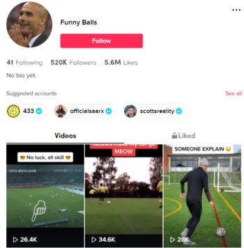 Buy Football TikTok Account with 520K Followers