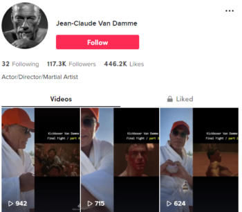 Buy Jean-Claude Van Damme Actor TikTok account with 110K Followers
