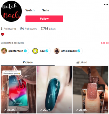 Buy Makeup Nails TikTok Account with 1 million followers