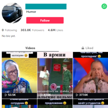 Buy Russian Humor TikTok Account with 300K Followers