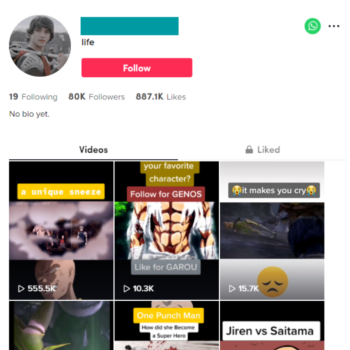 Buy Anime TikTok Account with 80K Followers