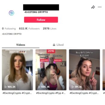 830K Bitcoin Cryptocurrency TikTok Account for Sale