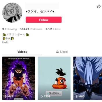 180K Anime TikTok Account for Sale