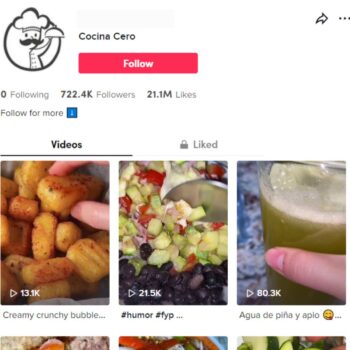 720K Cooking Food TikTok Account for Sale