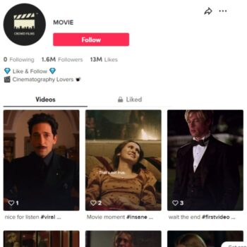 1.6M Movie Clips Entertainment Tiktok Account for sale