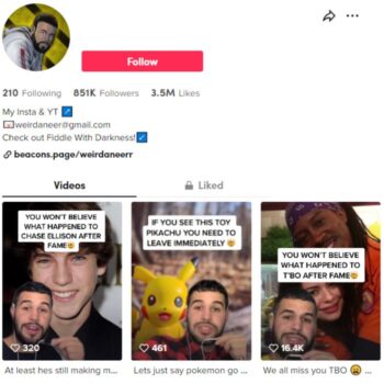 850k Reaction Commentary Tiktok Account for sale