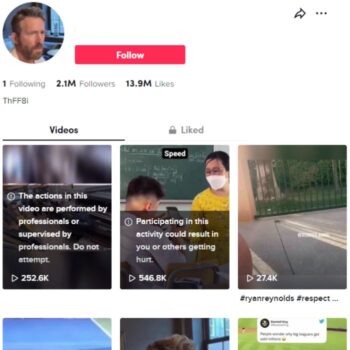 2.1M Ryan Reynolds Reaction Tiktok Account for sale