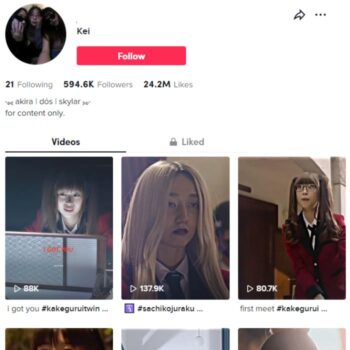594k Japanese Drama Clips Tiktok Account for sale