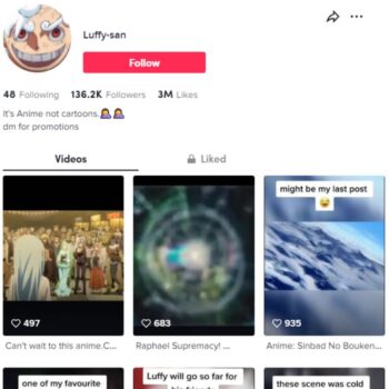 130K Anime TikTok Account for sale