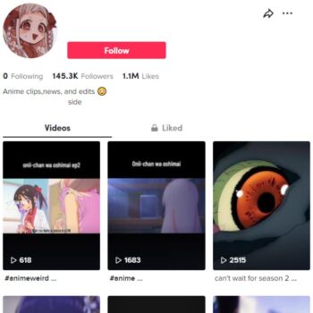 145K Anime TikTok Account for sale