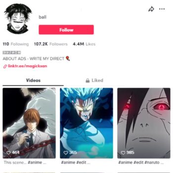 100K Anime TikTok Account for sale