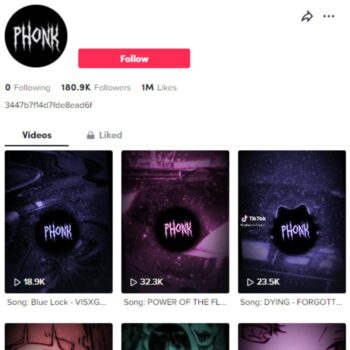 180k Phonk Music Tiktok Account for sale