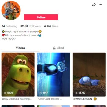 300k Disney Clips Tiktok Account for sale