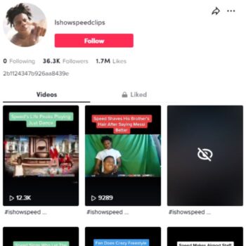 35K ishowSpeed Fan Tiktok Account for sale