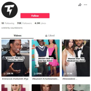 70k Celebrities Hollywood Tiktok Account for sale