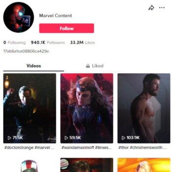 930k Marvel Clips Tiktok Account for sale