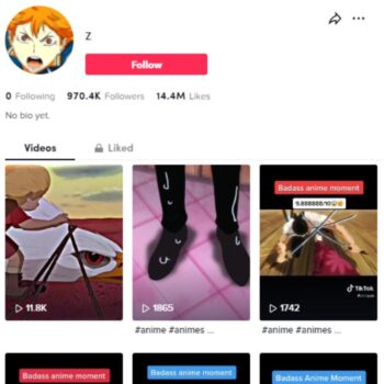 970K Anime TikTok Account for sale