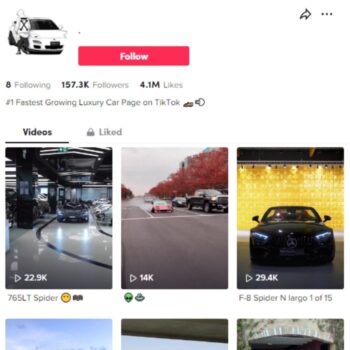155k Luxury Cars Tiktok Account for sale