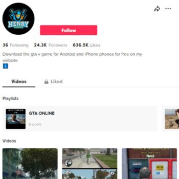24k GTA V Gaming TikTok Account for sale