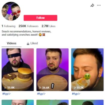 250K Food Review TikTok Account for sale