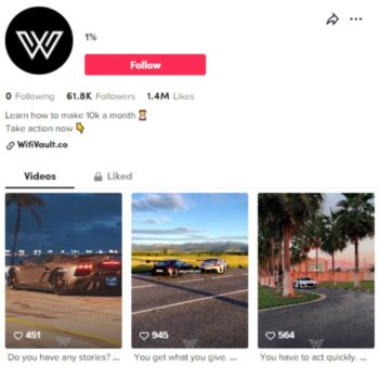 60k Luxury Cars Tiktok Account for sale