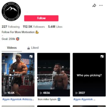 110K Bodybuilding Fitness TikTok Account for sale