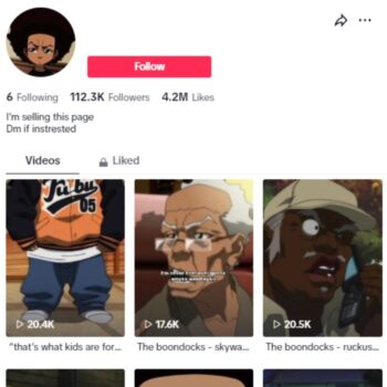 110k Cartoon Clips Tiktok Account for sale