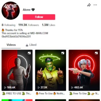 115k PUBG Gaming TikTok Account for sale