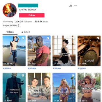 200K Sigma Male / Masculine TikTok Account for Sale
