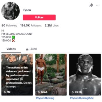 135K Boxing Sports TikTok Account for sale