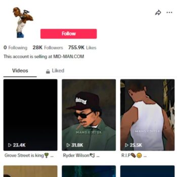 28k GTA Gaming TikTok Account for sale