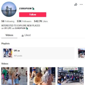 50K Explore London TikTok Account for sale