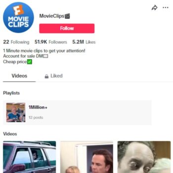 50K Movie Clips TikTok Account for sale