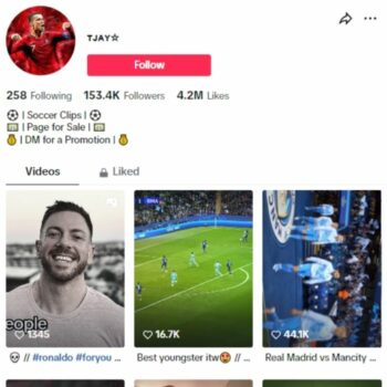 150K Football TikTok Account for sale