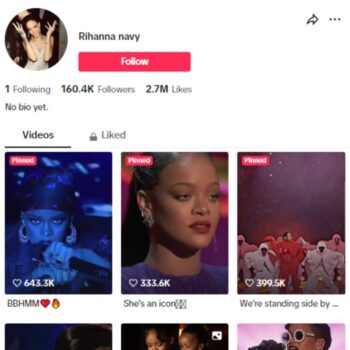 160k Rihanna Music TikTok Account for sale