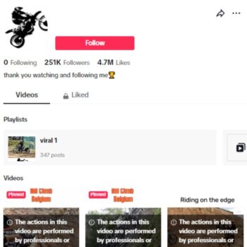 250k Bikes Motorcross Tiktok Account for sale