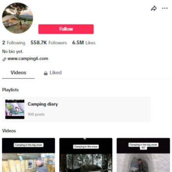 550K Camping Outdoors TikTok Account for sale