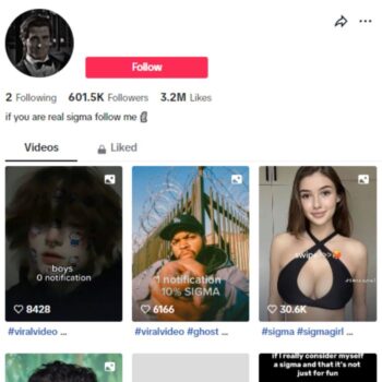 600K Sigma Motivation Tiktok Account for sale