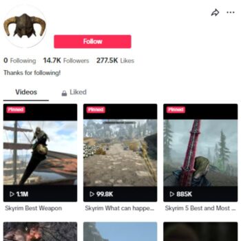 14k Skyrim Gaming TikTok Account for sale