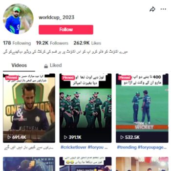 19K Sports Cricket TikTok Account for sale