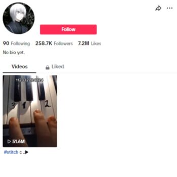 250K Piano Music Tiktok Account for sale