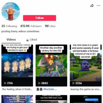 400K Gaming Fortnite TikTok Account for sale