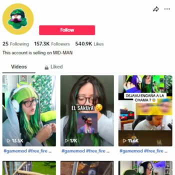 150k Free Fire Gaming TikTok Account for sale