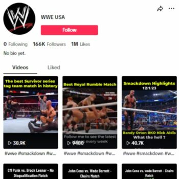 160K WWE Sports TikTok Account for sale