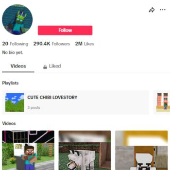 290k Minecraft Gaming TikTok Account for sale