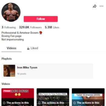 320K Boxing Mike Tyson TikTok Account for sale