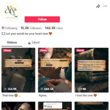 15K Love Quotes TikTok Account for sale