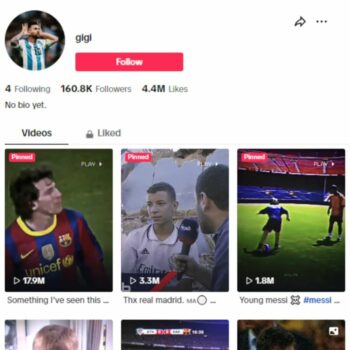 160K Lionel Messi Football TikTok Account for sale